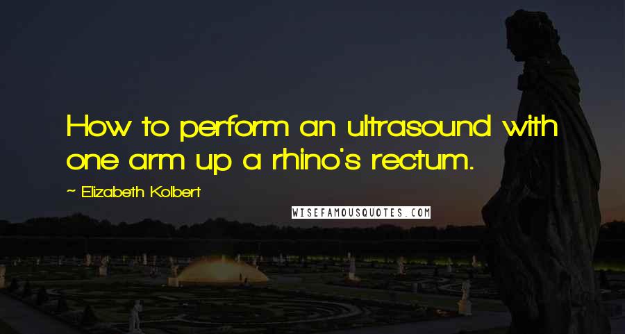 Elizabeth Kolbert Quotes: How to perform an ultrasound with one arm up a rhino's rectum.