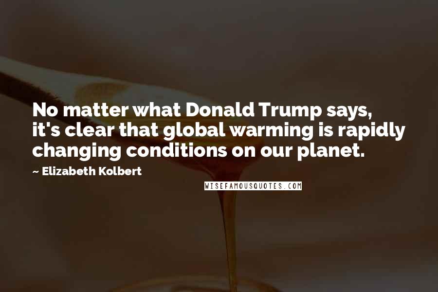 Elizabeth Kolbert Quotes: No matter what Donald Trump says, it's clear that global warming is rapidly changing conditions on our planet.