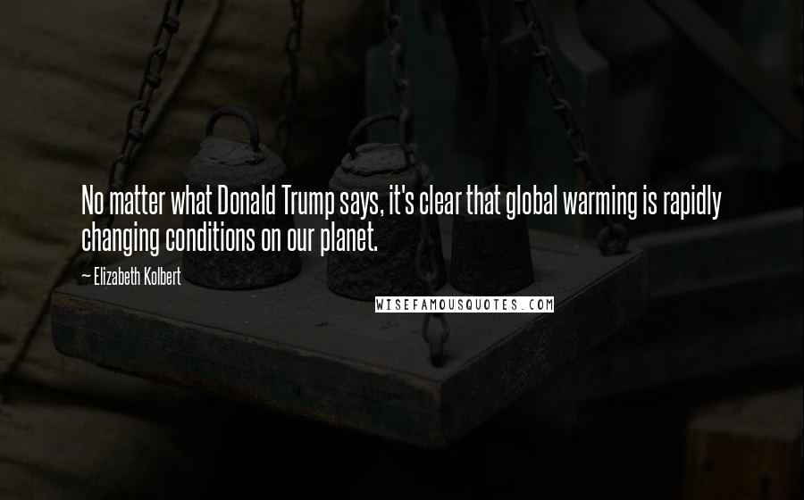 Elizabeth Kolbert Quotes: No matter what Donald Trump says, it's clear that global warming is rapidly changing conditions on our planet.