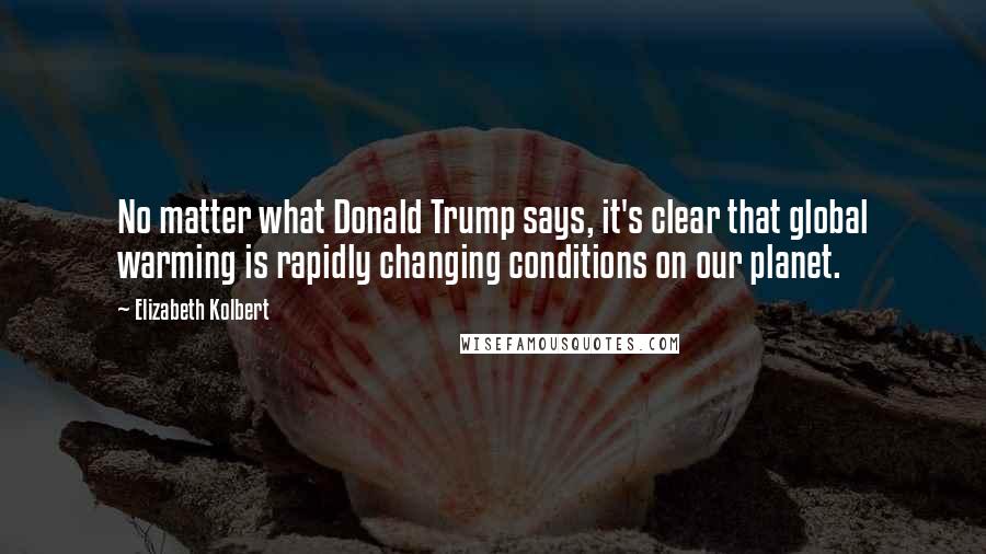Elizabeth Kolbert Quotes: No matter what Donald Trump says, it's clear that global warming is rapidly changing conditions on our planet.