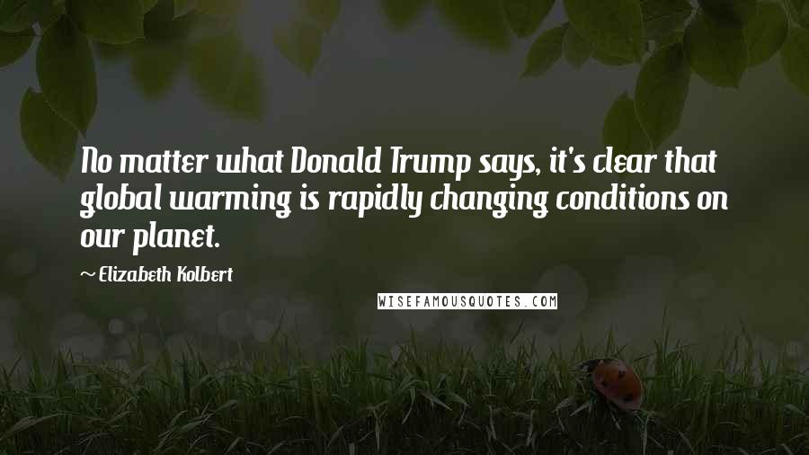 Elizabeth Kolbert Quotes: No matter what Donald Trump says, it's clear that global warming is rapidly changing conditions on our planet.