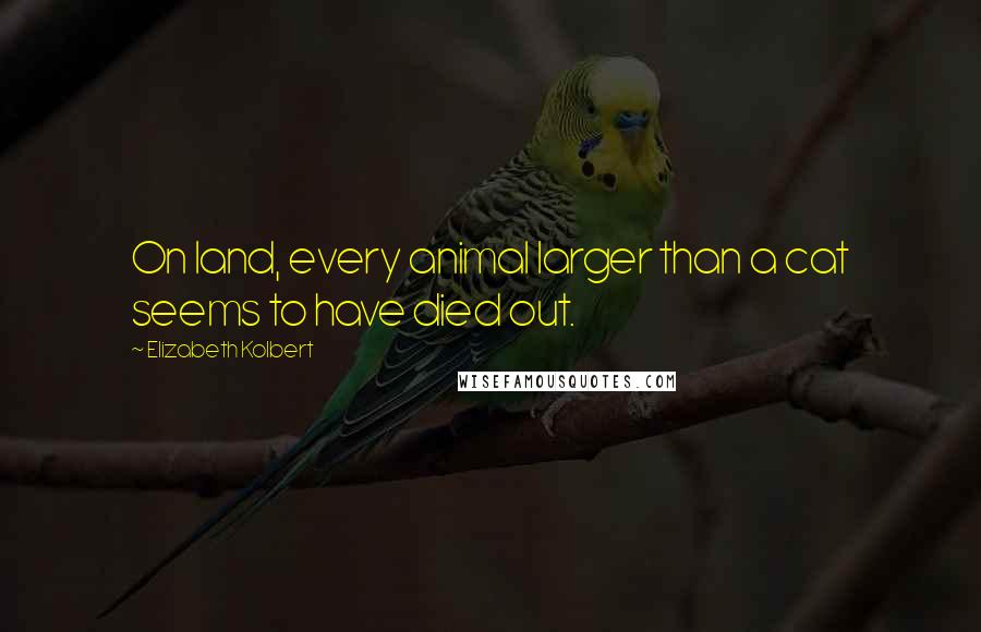 Elizabeth Kolbert Quotes: On land, every animal larger than a cat seems to have died out.