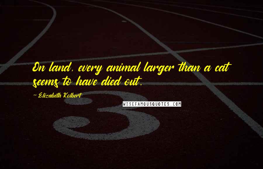Elizabeth Kolbert Quotes: On land, every animal larger than a cat seems to have died out.