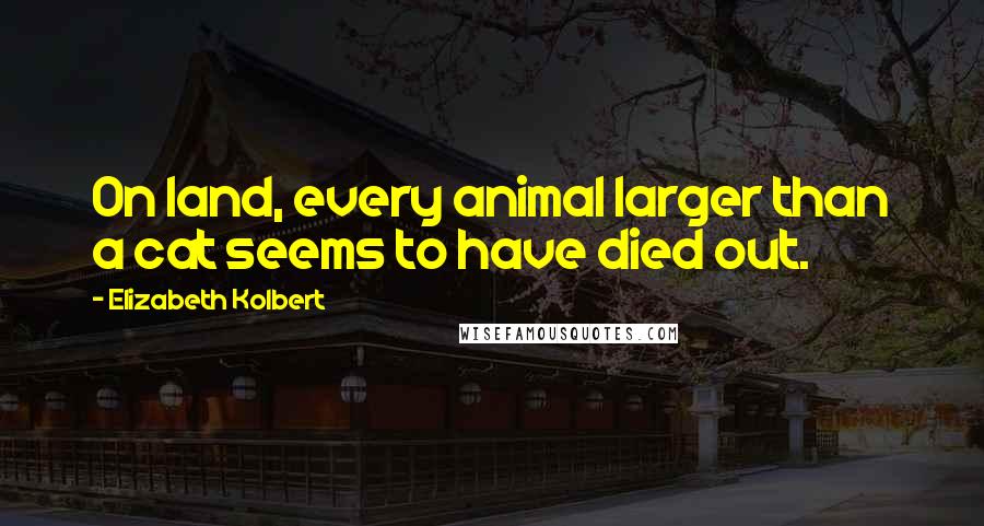Elizabeth Kolbert Quotes: On land, every animal larger than a cat seems to have died out.