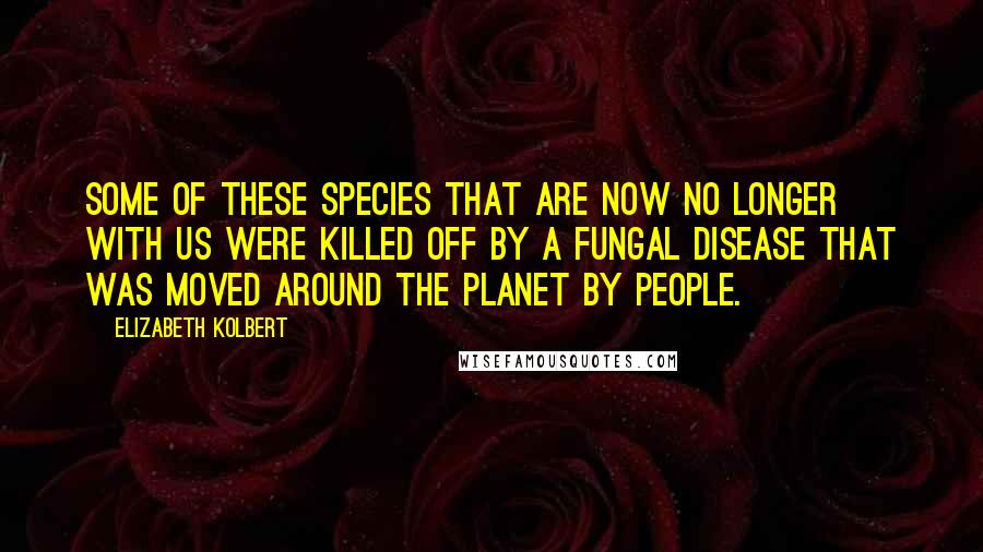 Elizabeth Kolbert Quotes: Some of these species that are now no longer with us were killed off by a fungal disease that was moved around the planet by people.