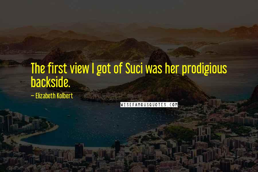 Elizabeth Kolbert Quotes: The first view I got of Suci was her prodigious backside.