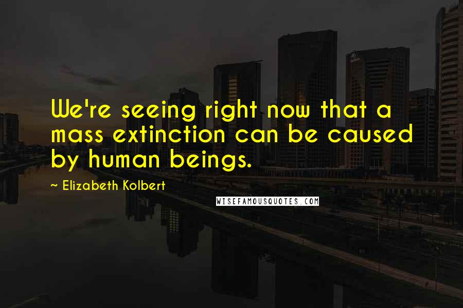 Elizabeth Kolbert Quotes: We're seeing right now that a mass extinction can be caused by human beings.