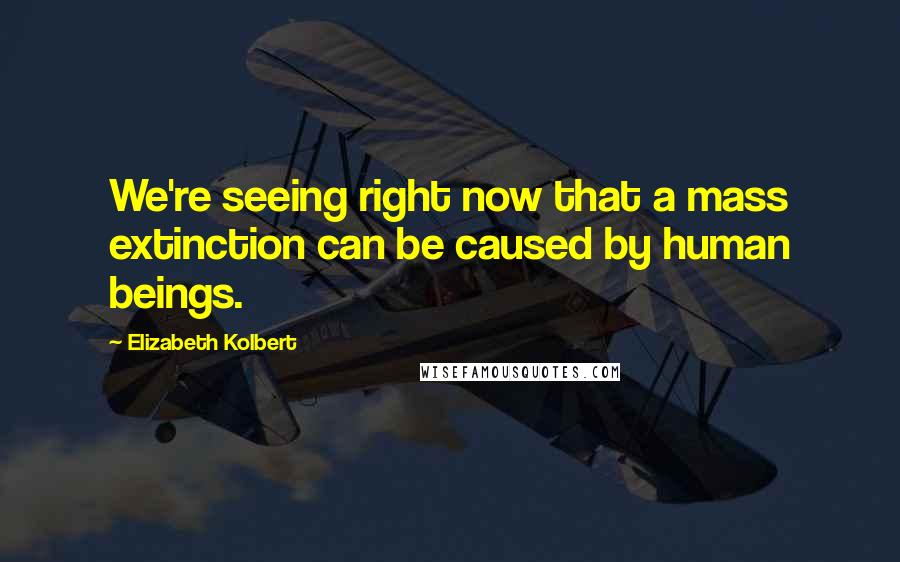 Elizabeth Kolbert Quotes: We're seeing right now that a mass extinction can be caused by human beings.