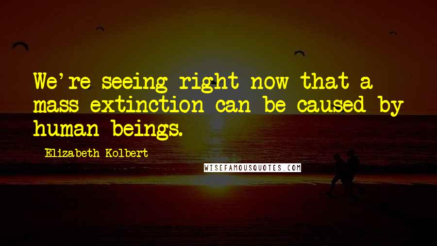 Elizabeth Kolbert Quotes: We're seeing right now that a mass extinction can be caused by human beings.