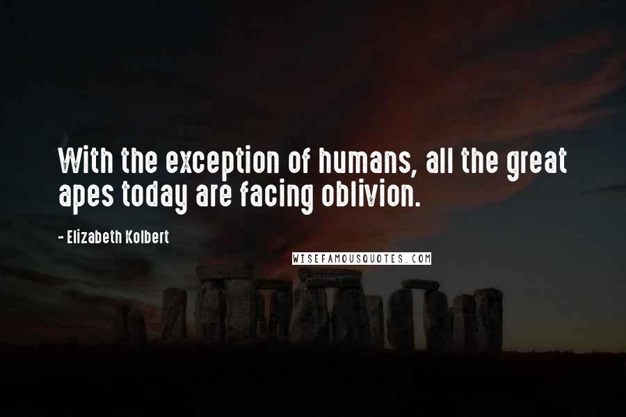 Elizabeth Kolbert Quotes: With the exception of humans, all the great apes today are facing oblivion.