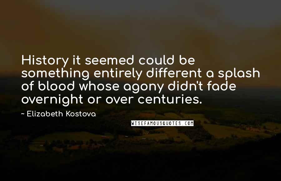 Elizabeth Kostova Quotes: History it seemed could be something entirely different a splash of blood whose agony didn't fade overnight or over centuries.
