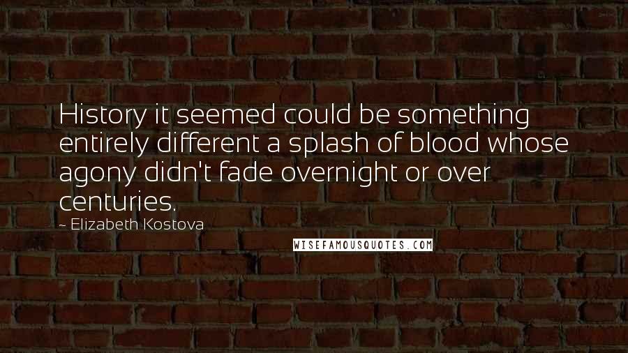 Elizabeth Kostova Quotes: History it seemed could be something entirely different a splash of blood whose agony didn't fade overnight or over centuries.