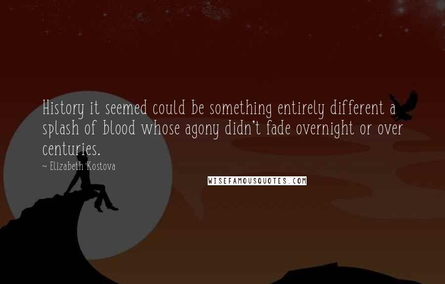 Elizabeth Kostova Quotes: History it seemed could be something entirely different a splash of blood whose agony didn't fade overnight or over centuries.