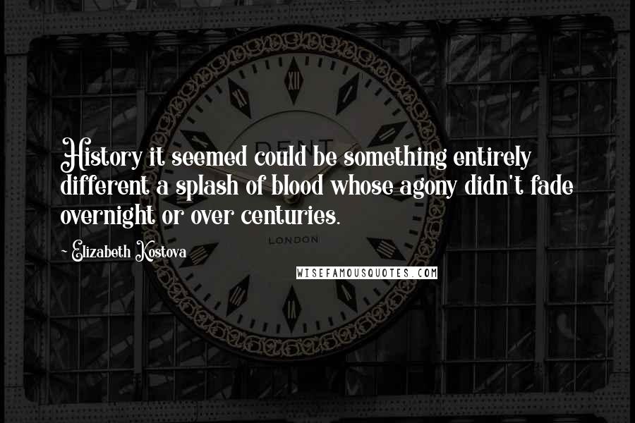 Elizabeth Kostova Quotes: History it seemed could be something entirely different a splash of blood whose agony didn't fade overnight or over centuries.