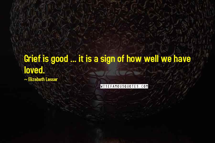 Elizabeth Lesser Quotes: Grief is good ... it is a sign of how well we have loved.