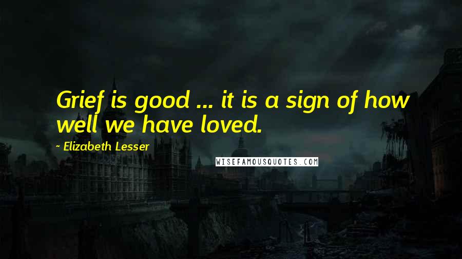 Elizabeth Lesser Quotes: Grief is good ... it is a sign of how well we have loved.