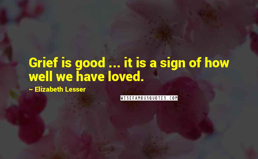 Elizabeth Lesser Quotes: Grief is good ... it is a sign of how well we have loved.