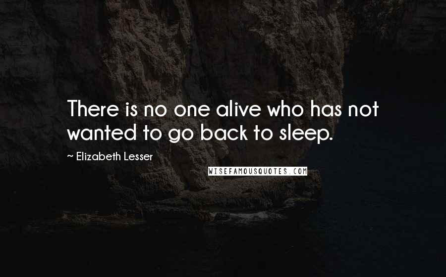 Elizabeth Lesser Quotes: There is no one alive who has not wanted to go back to sleep.