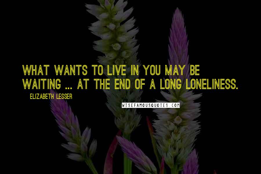 Elizabeth Lesser Quotes: What wants to live in you may be waiting ... at the end of a long loneliness.