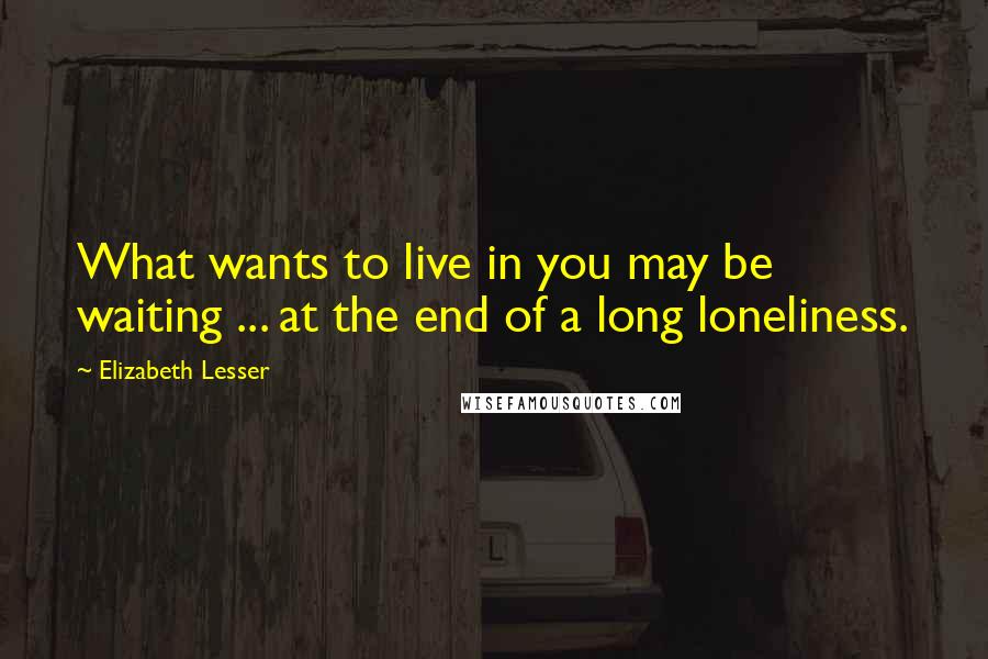 Elizabeth Lesser Quotes: What wants to live in you may be waiting ... at the end of a long loneliness.