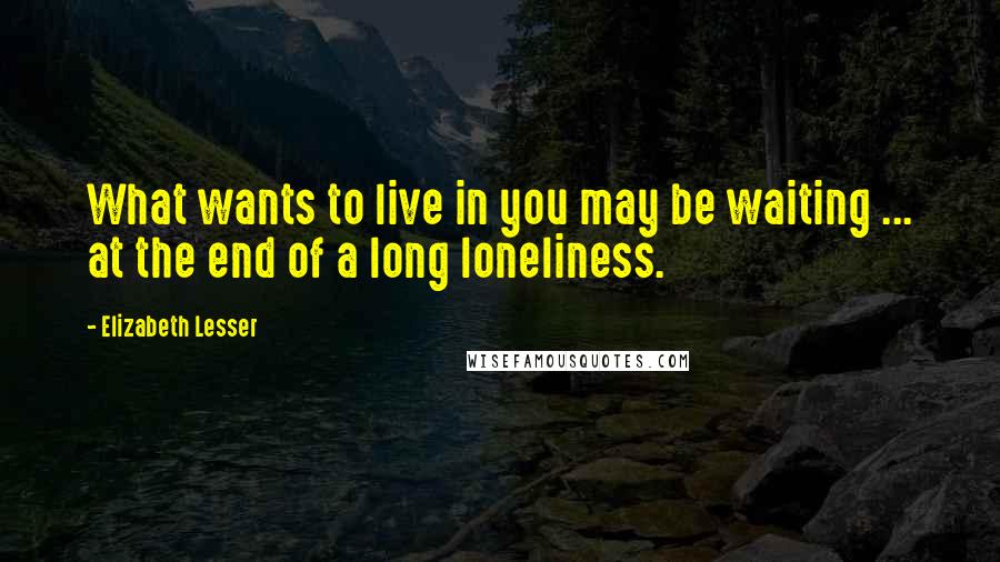 Elizabeth Lesser Quotes: What wants to live in you may be waiting ... at the end of a long loneliness.