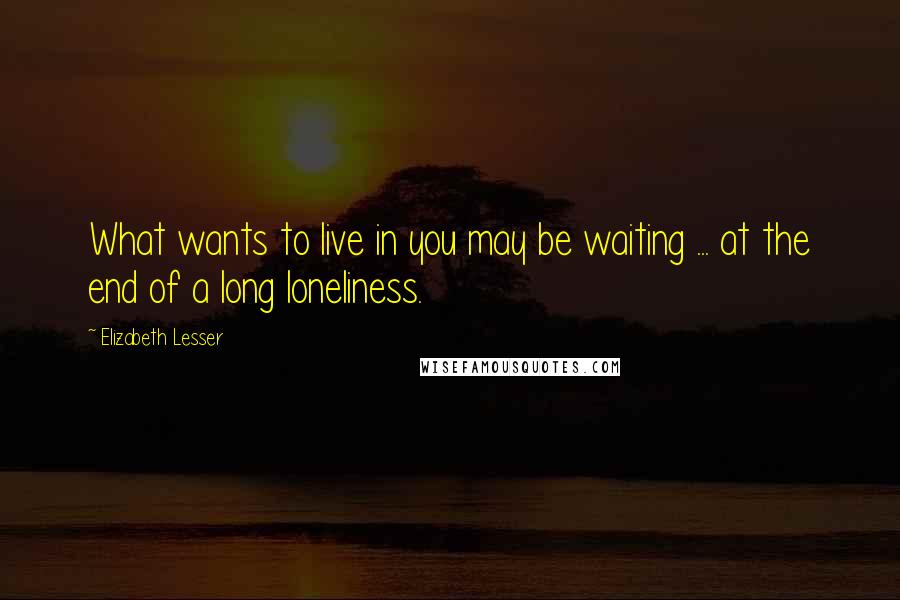 Elizabeth Lesser Quotes: What wants to live in you may be waiting ... at the end of a long loneliness.