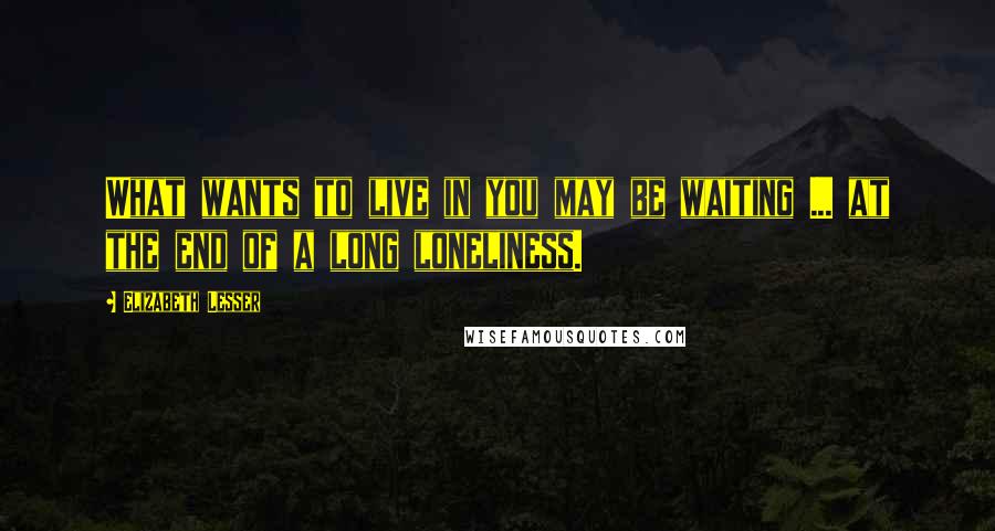 Elizabeth Lesser Quotes: What wants to live in you may be waiting ... at the end of a long loneliness.