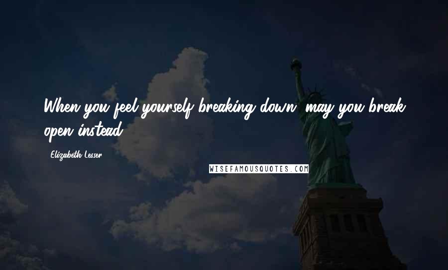 Elizabeth Lesser Quotes: When you feel yourself breaking down, may you break open instead.