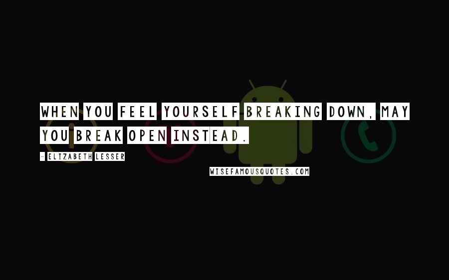 Elizabeth Lesser Quotes: When you feel yourself breaking down, may you break open instead.