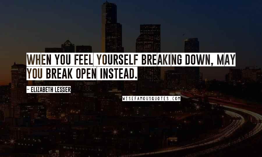 Elizabeth Lesser Quotes: When you feel yourself breaking down, may you break open instead.