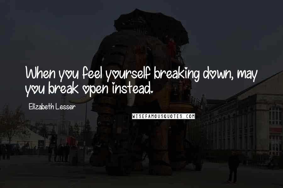 Elizabeth Lesser Quotes: When you feel yourself breaking down, may you break open instead.