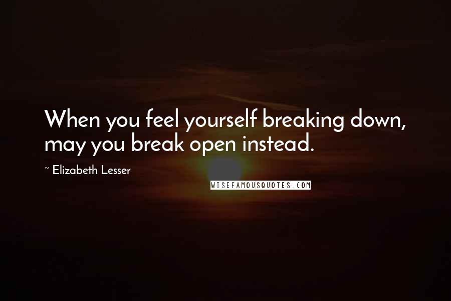 Elizabeth Lesser Quotes: When you feel yourself breaking down, may you break open instead.