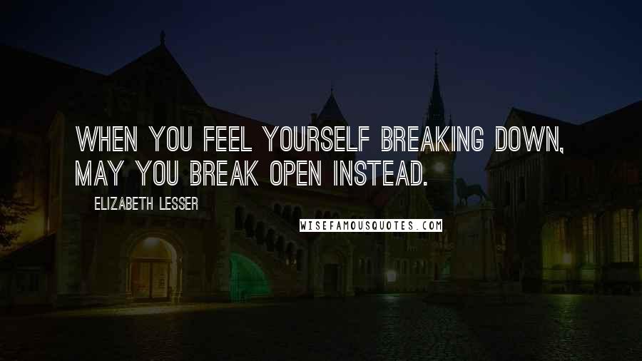 Elizabeth Lesser Quotes: When you feel yourself breaking down, may you break open instead.