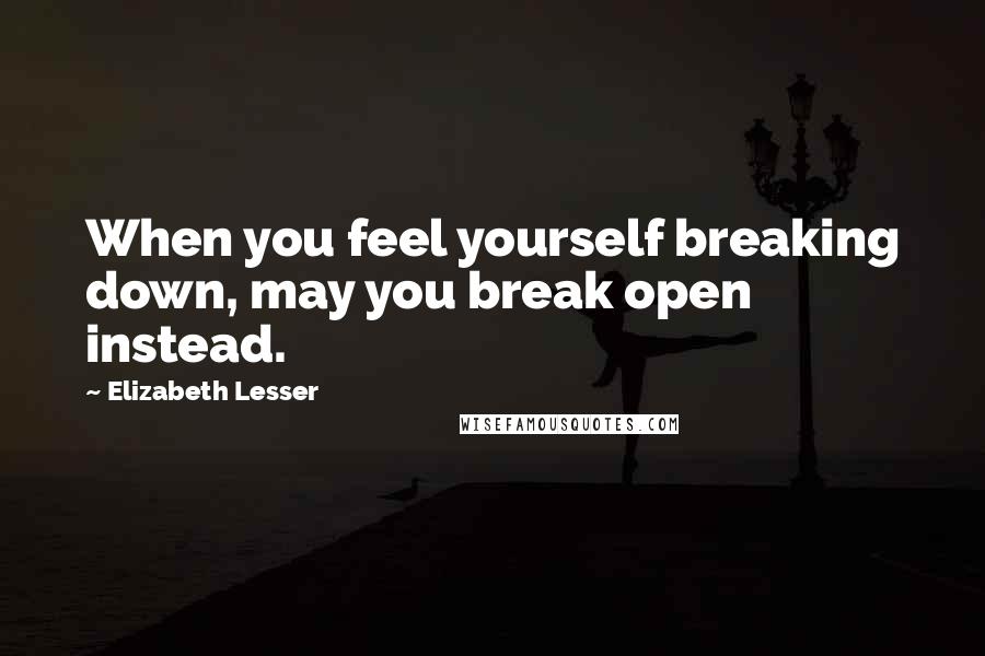 Elizabeth Lesser Quotes: When you feel yourself breaking down, may you break open instead.