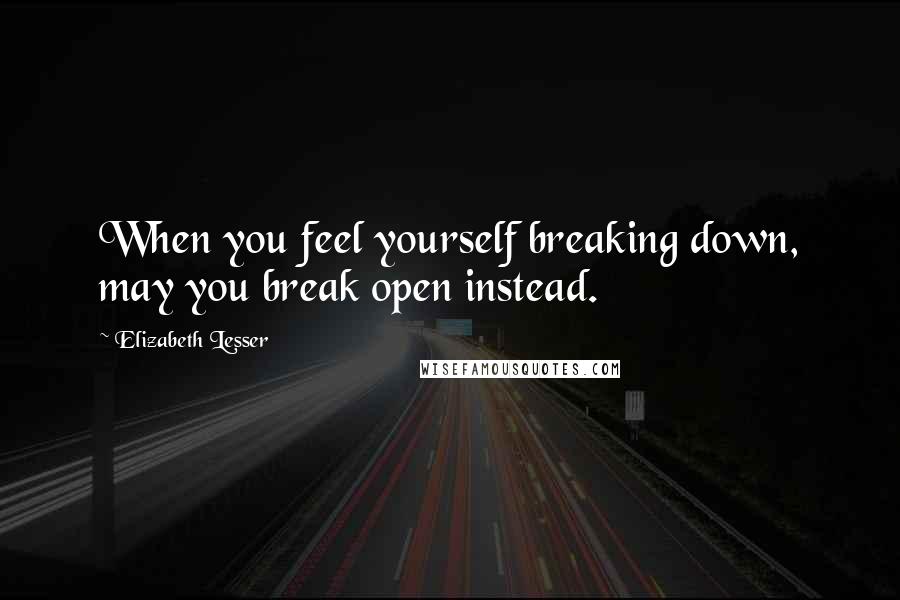 Elizabeth Lesser Quotes: When you feel yourself breaking down, may you break open instead.