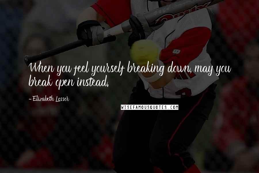 Elizabeth Lesser Quotes: When you feel yourself breaking down, may you break open instead.