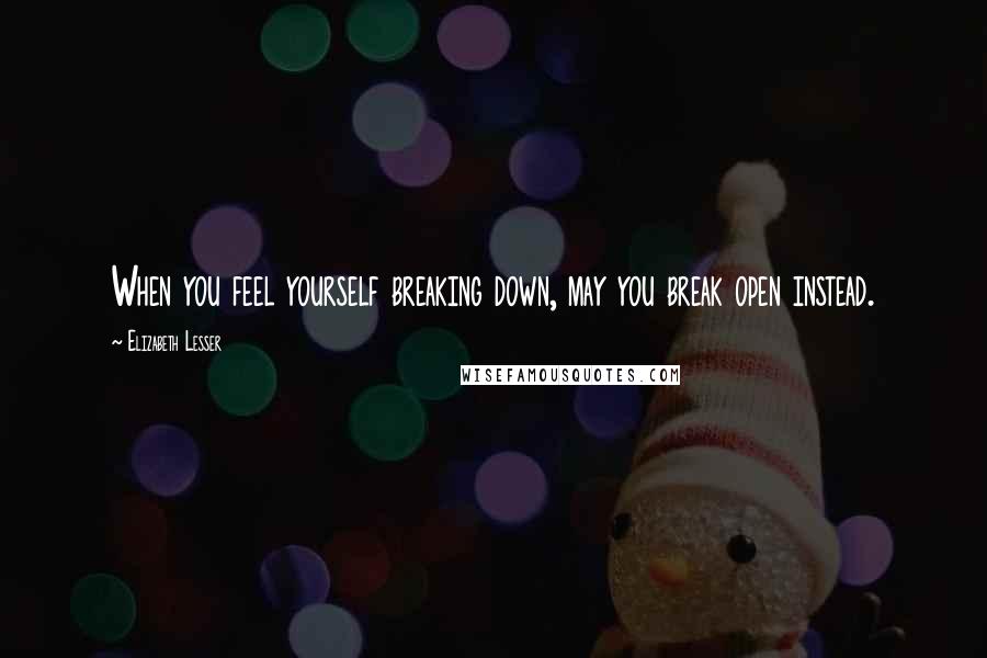 Elizabeth Lesser Quotes: When you feel yourself breaking down, may you break open instead.