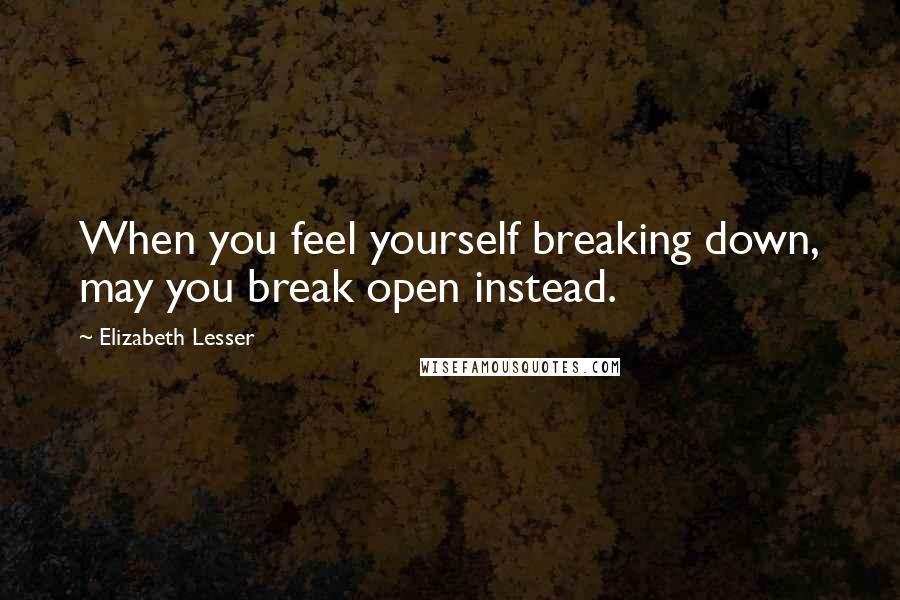 Elizabeth Lesser Quotes: When you feel yourself breaking down, may you break open instead.