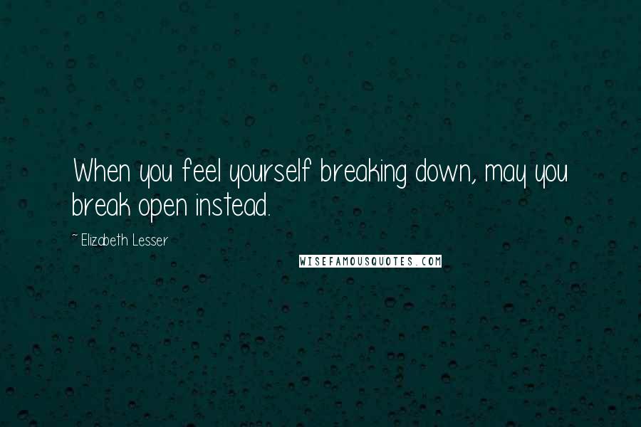 Elizabeth Lesser Quotes: When you feel yourself breaking down, may you break open instead.