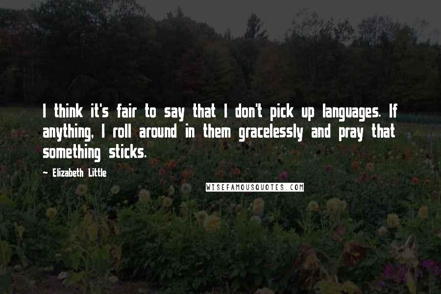 Elizabeth Little Quotes: I think it's fair to say that I don't pick up languages. If anything, I roll around in them gracelessly and pray that something sticks.