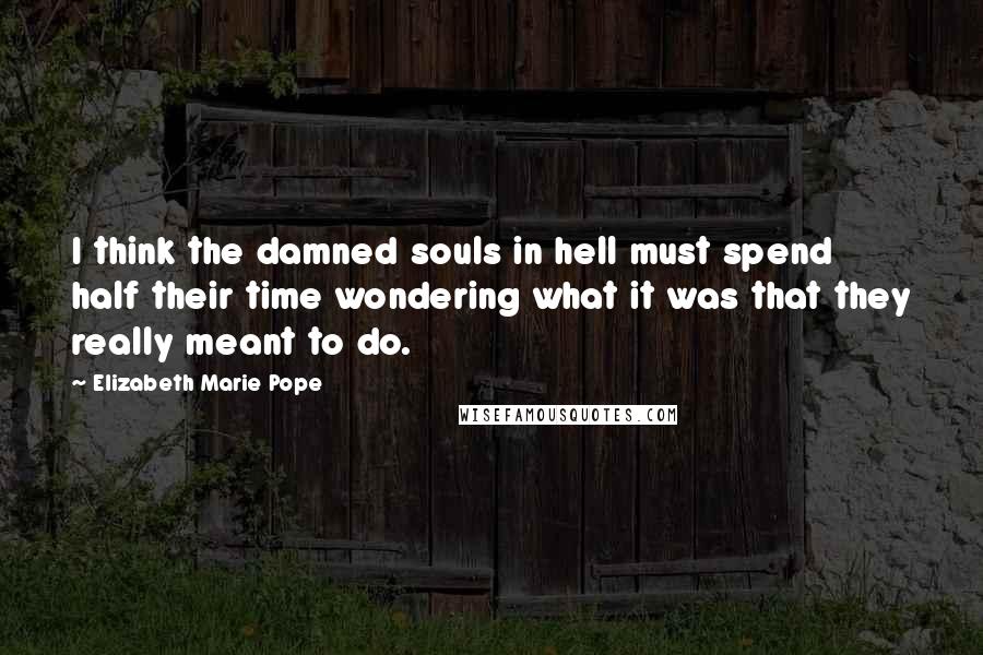 Elizabeth Marie Pope Quotes: I think the damned souls in hell must spend half their time wondering what it was that they really meant to do.