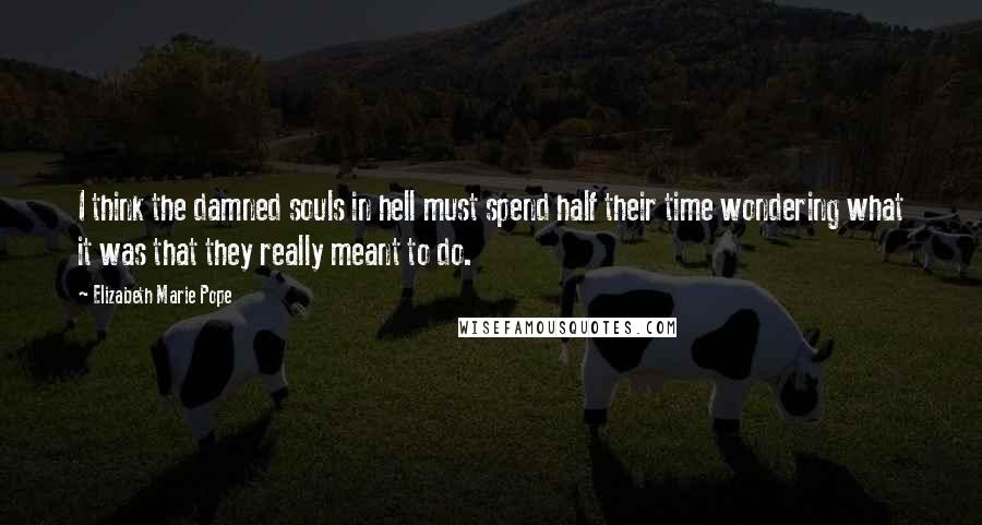 Elizabeth Marie Pope Quotes: I think the damned souls in hell must spend half their time wondering what it was that they really meant to do.