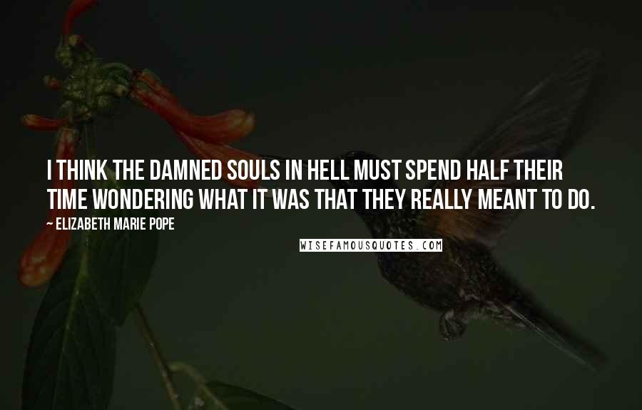 Elizabeth Marie Pope Quotes: I think the damned souls in hell must spend half their time wondering what it was that they really meant to do.
