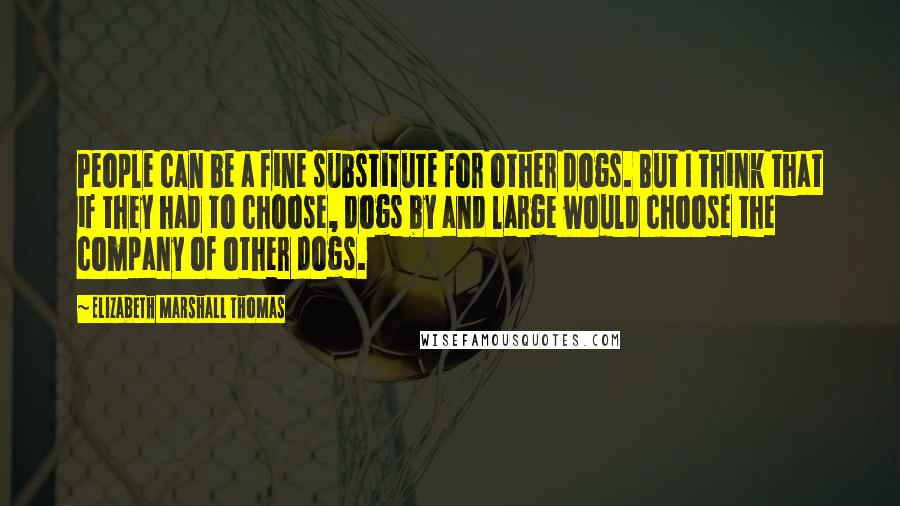 Elizabeth Marshall Thomas Quotes: People can be a fine substitute for other dogs. But I think that if they had to choose, dogs by and large would choose the company of other dogs.