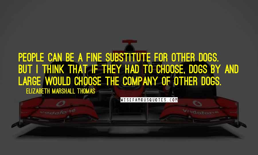 Elizabeth Marshall Thomas Quotes: People can be a fine substitute for other dogs. But I think that if they had to choose, dogs by and large would choose the company of other dogs.