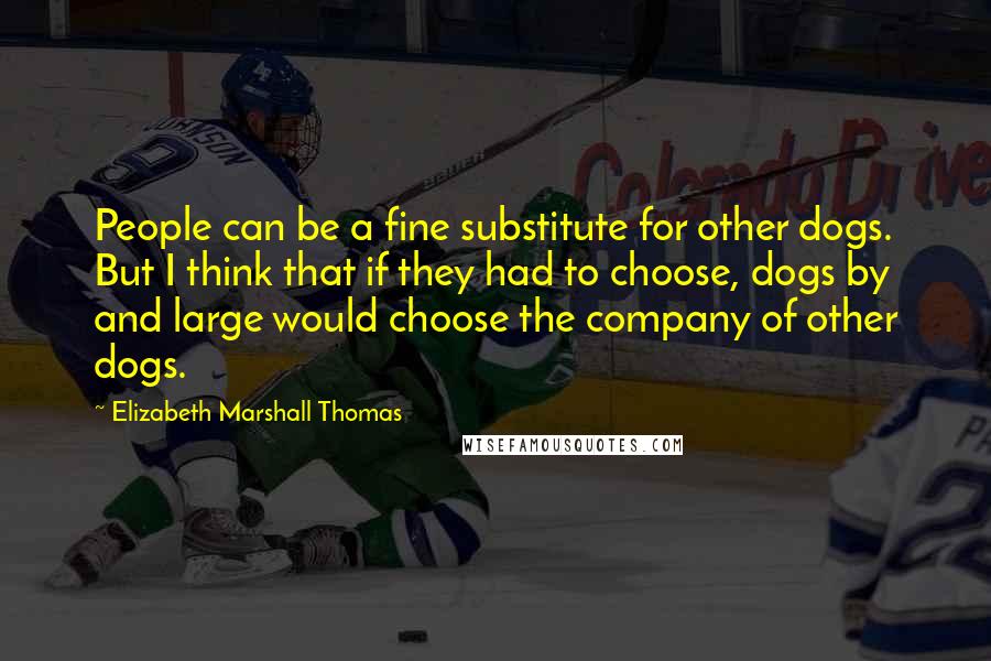 Elizabeth Marshall Thomas Quotes: People can be a fine substitute for other dogs. But I think that if they had to choose, dogs by and large would choose the company of other dogs.