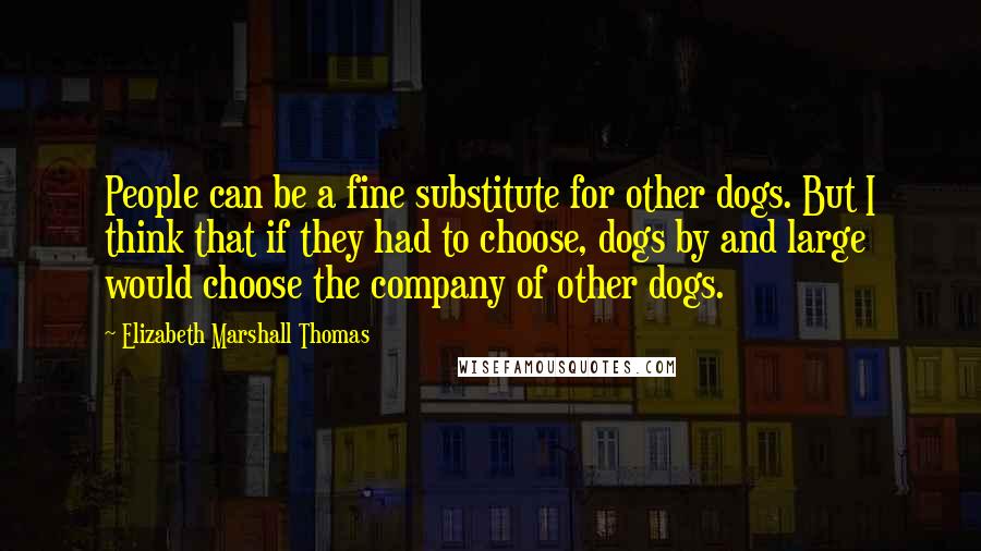 Elizabeth Marshall Thomas Quotes: People can be a fine substitute for other dogs. But I think that if they had to choose, dogs by and large would choose the company of other dogs.