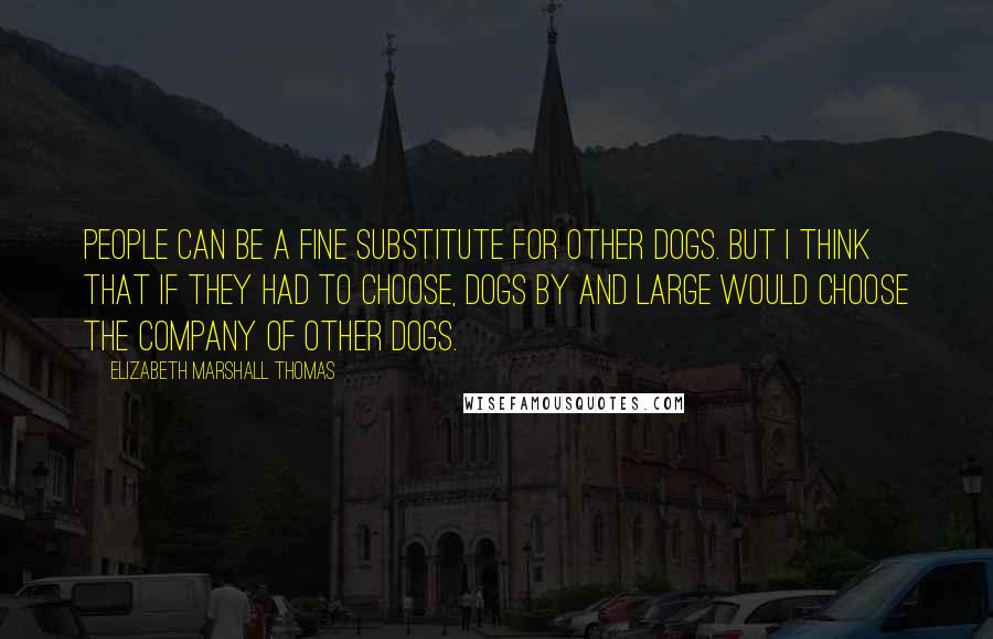 Elizabeth Marshall Thomas Quotes: People can be a fine substitute for other dogs. But I think that if they had to choose, dogs by and large would choose the company of other dogs.