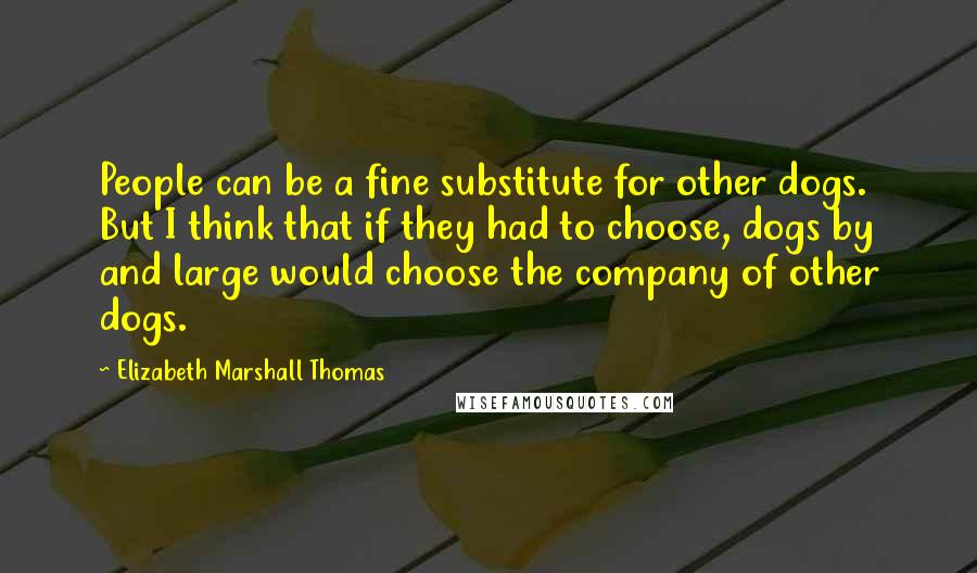 Elizabeth Marshall Thomas Quotes: People can be a fine substitute for other dogs. But I think that if they had to choose, dogs by and large would choose the company of other dogs.