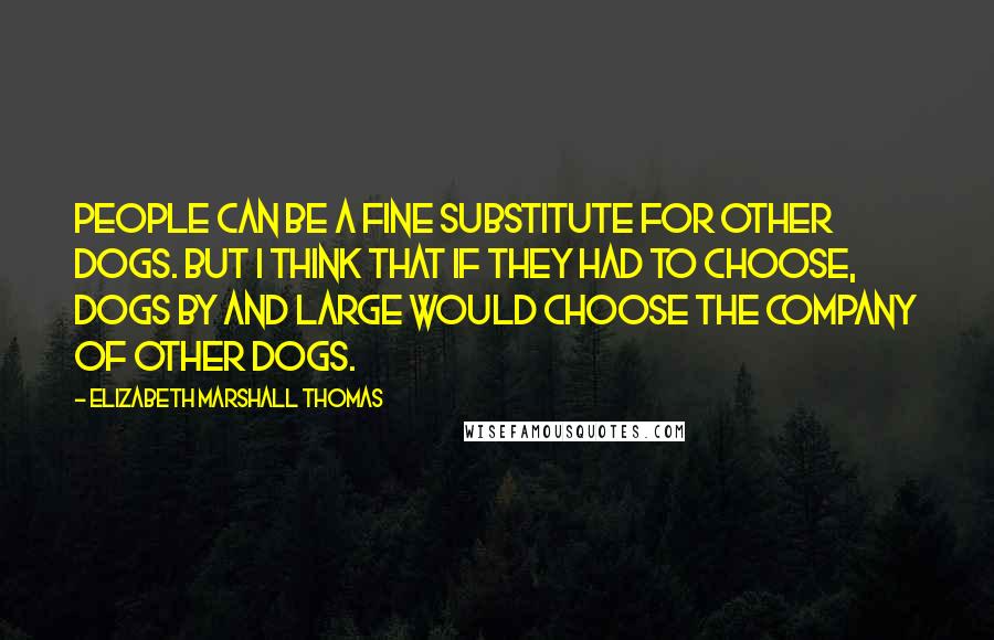 Elizabeth Marshall Thomas Quotes: People can be a fine substitute for other dogs. But I think that if they had to choose, dogs by and large would choose the company of other dogs.